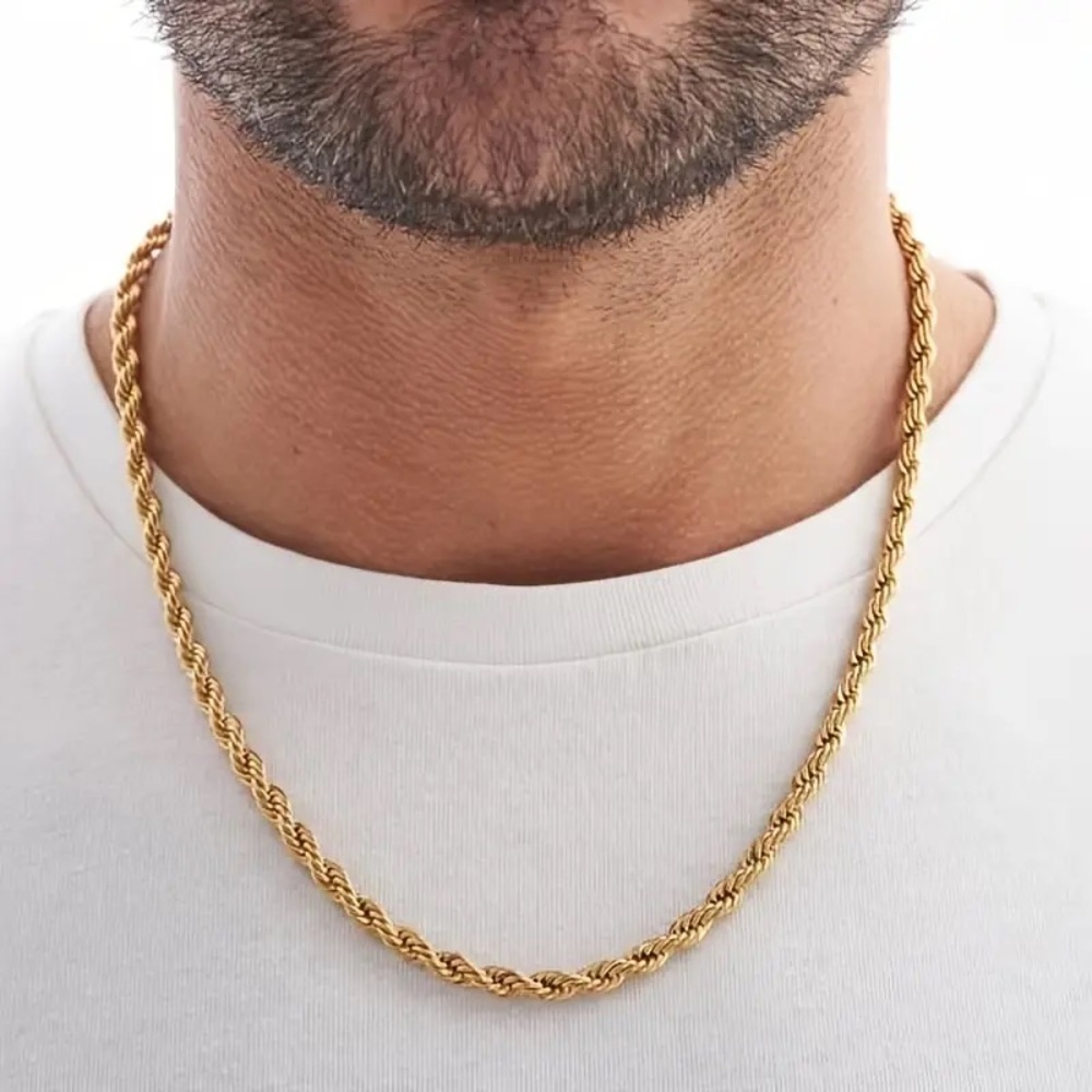 18K Gold Plated Beatrice 5mm Rope Chain Necklace*Unisex Necklace*Chunky*
